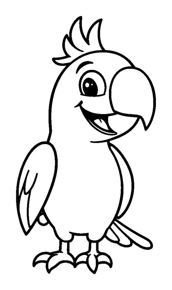 Parrot colouring page — free printable for toddlers