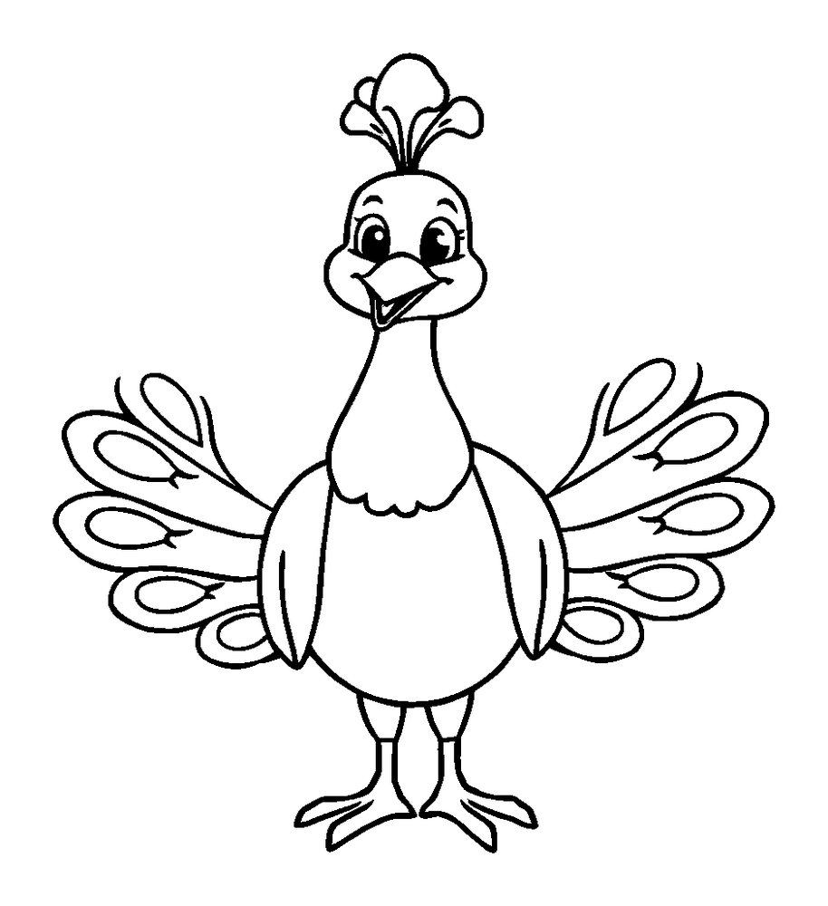Peacock colouring page — free printable for kids