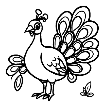 Peacock Colouring Page (Kids, Standard)