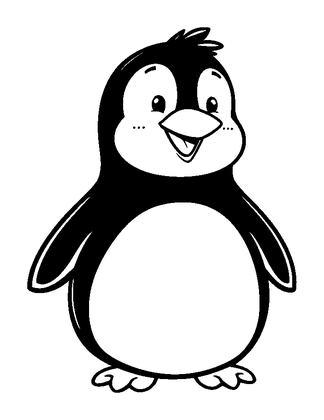 Penguin Colouring Page (Toddler, Bold & Easy)