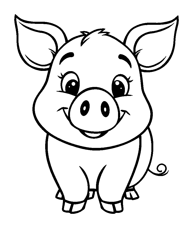 Pig colouring page — free printable for kids