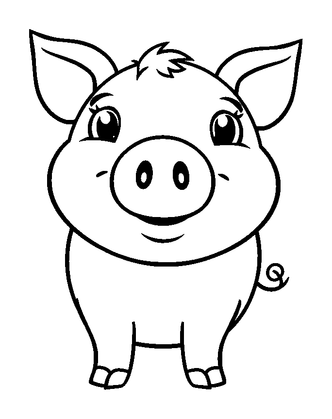 Pig colouring page — free printable for toddlers