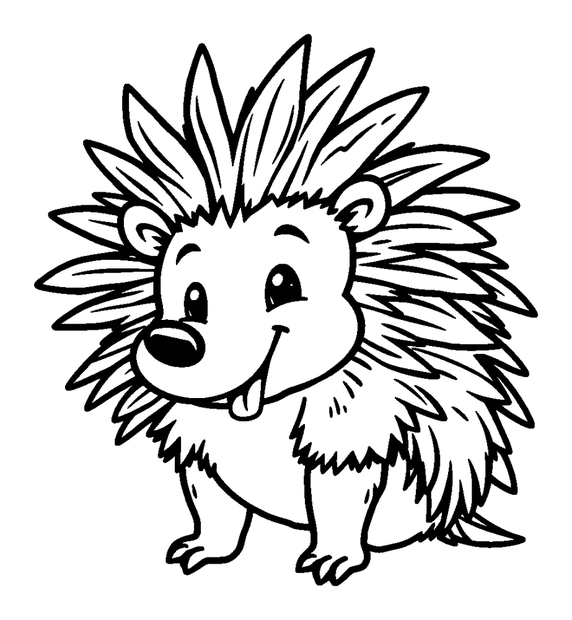 Porcupine colouring page — free printable for kids