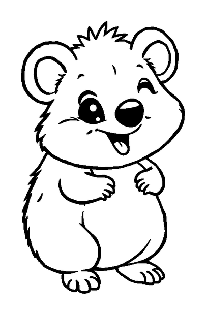 Quokka colouring page — free printable for kids
