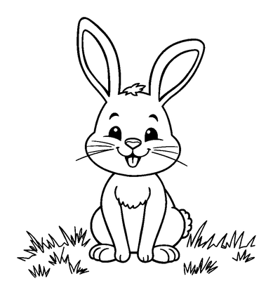 Rabbit Colouring Page (Kids, Bold & Easy)