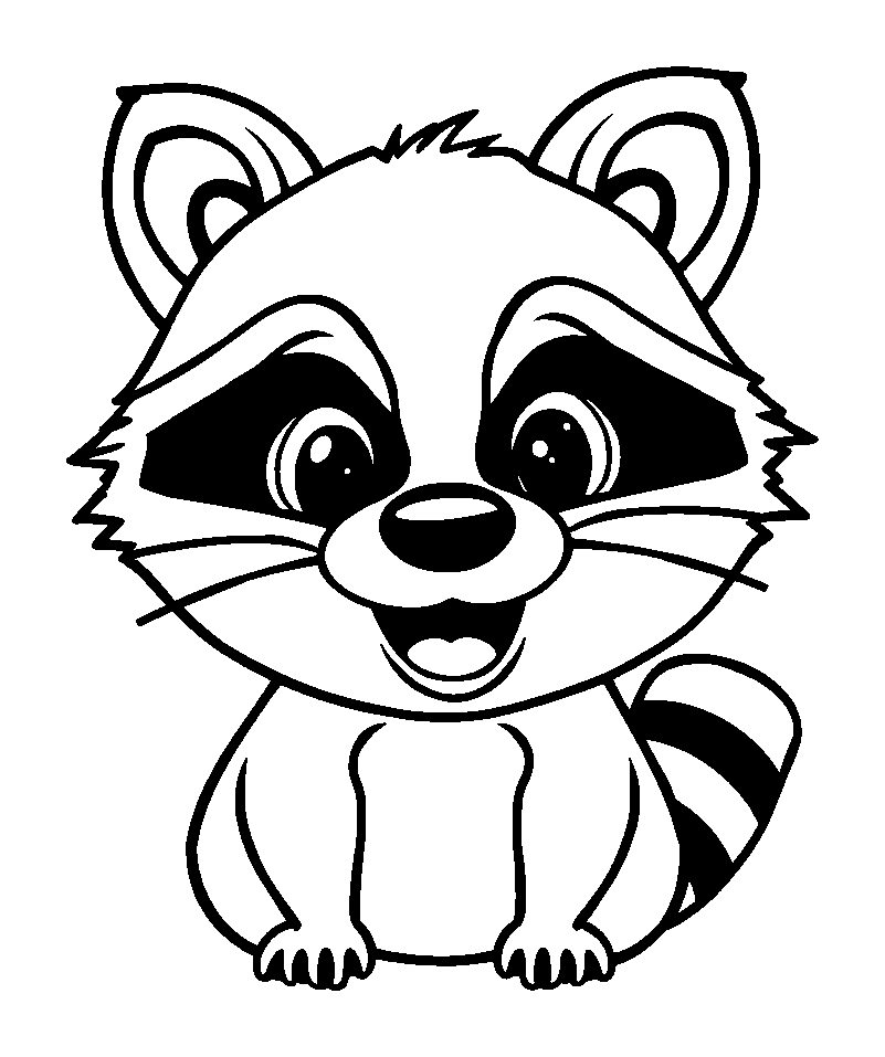 Raccoon colouring page — free printable for kids