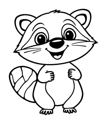 Raccoon Colouring Page (Kids, Standard)