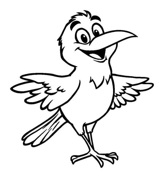 Raven colouring page — free printable for kids