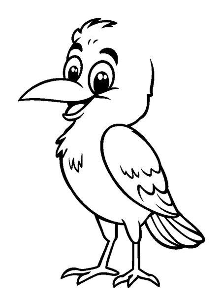 Raven colouring page — free printable for kids