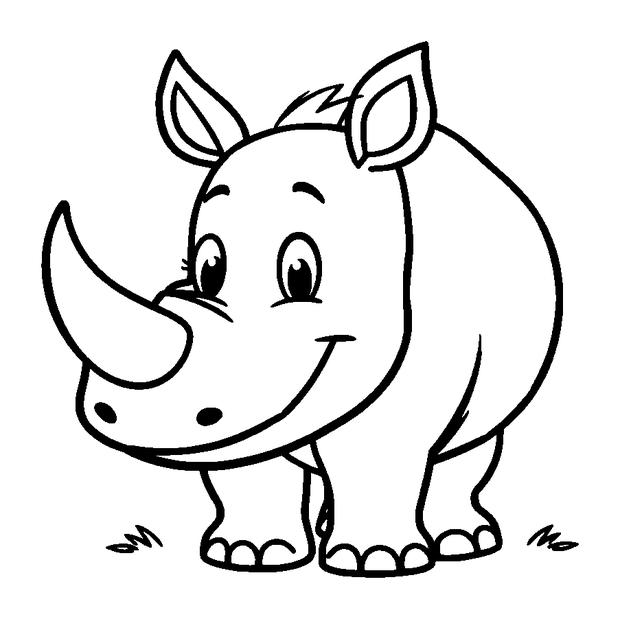 Rhino colouring page — free printable for kids