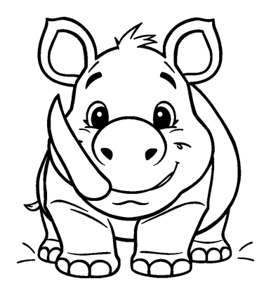 Rhino Colouring Page (Toddler, Bold & Easy)
