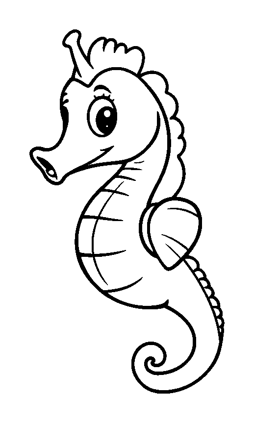 Seahorse colouring page — free printable for kids