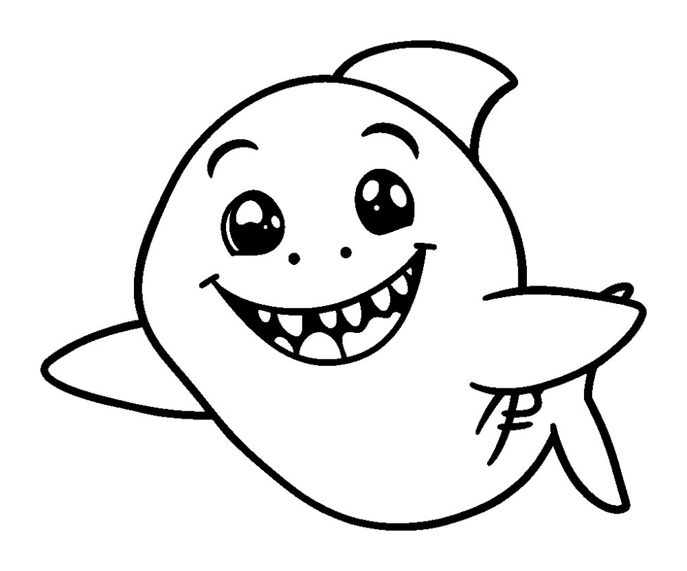 Shark colouring page — free printable for kids
