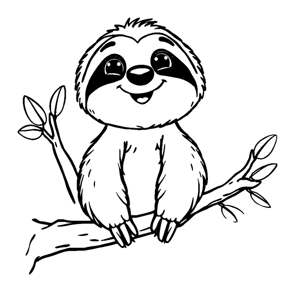 Sloth colouring page — free printable for kids