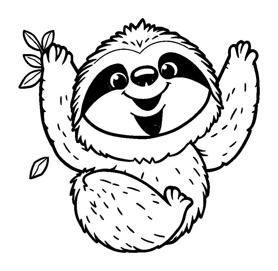 Sloth colouring page — free printable for toddlers
