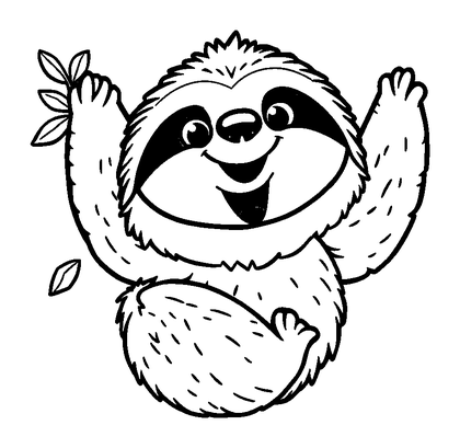 Sloth Colouring Page (Toddler, Bold & Easy)