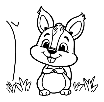 Squirrel Colouring Page (Kids, Bold & Easy)