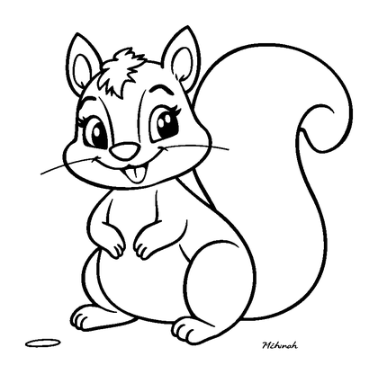 Squirrel Colouring Page (Kids, Standard)