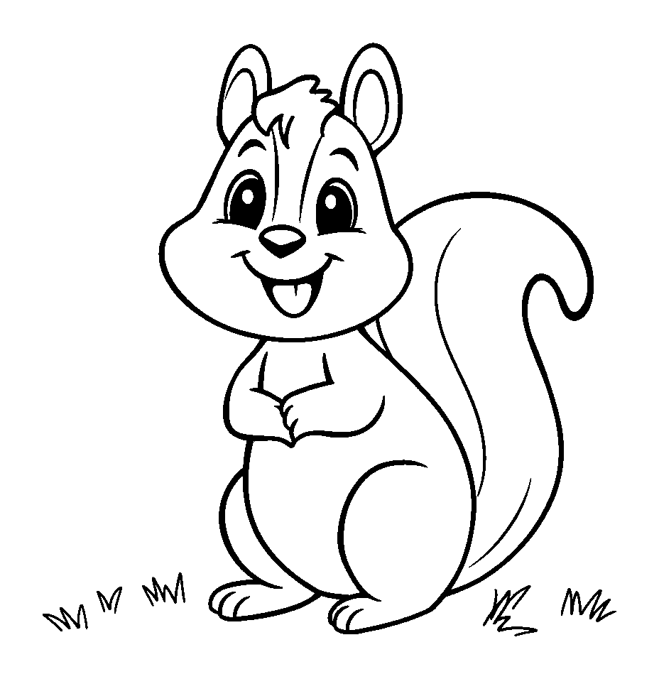 Squirrel colouring page — free printable for toddlers