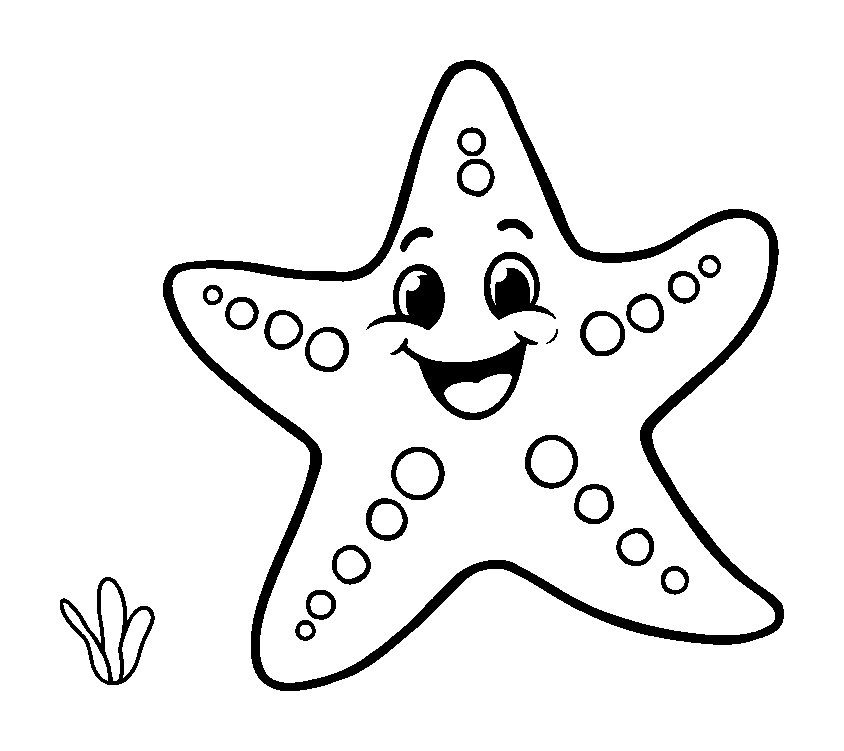 Starfish colouring page — free printable for kids