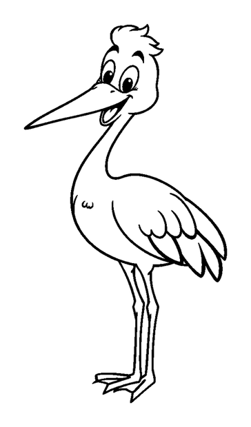 Stork colouring page — free printable for kids