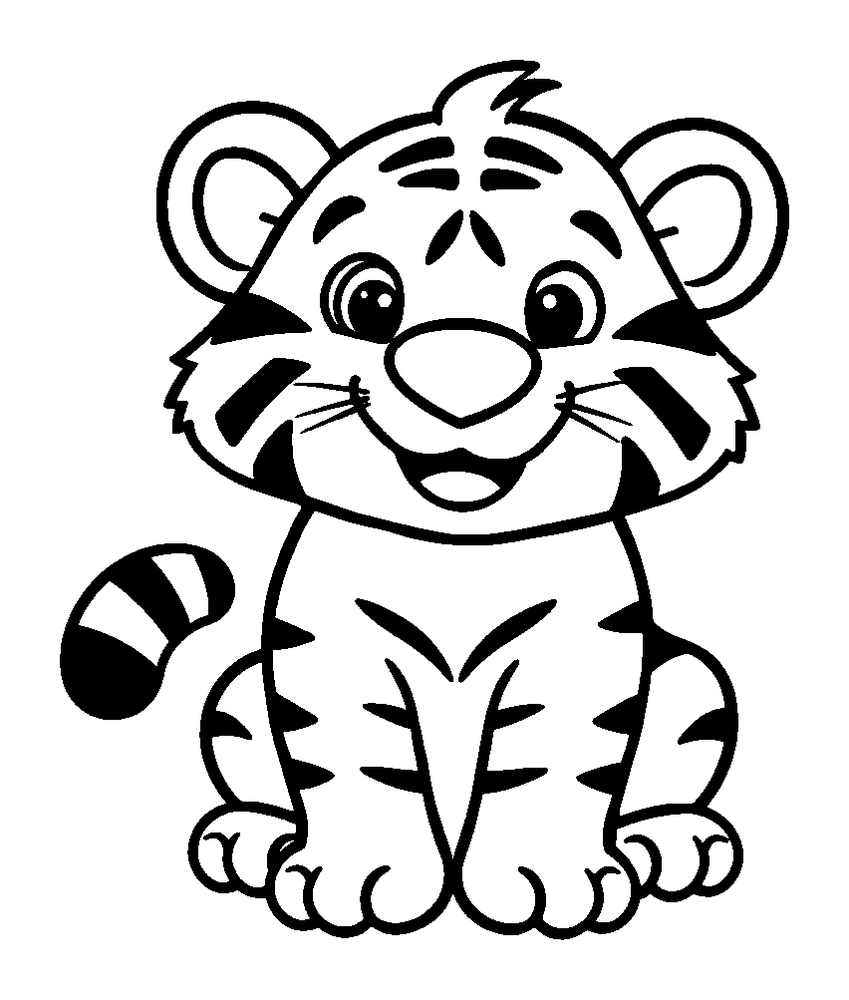 Tiger colouring page — free printable for kids
