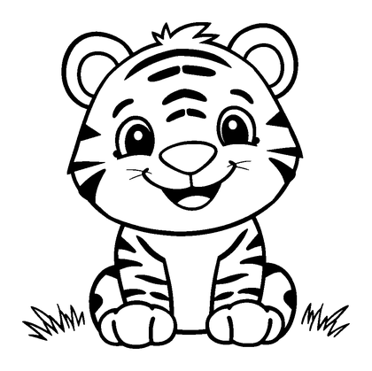 Tiger Colouring Page (Toddler, Bold & Easy)