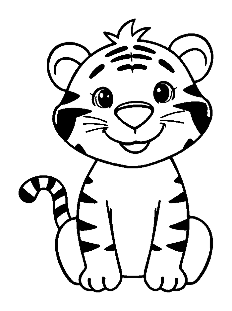 Tiger colouring page — free printable for toddlers