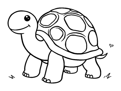 Tortoise Colouring Page (Toddler, Bold & Easy)