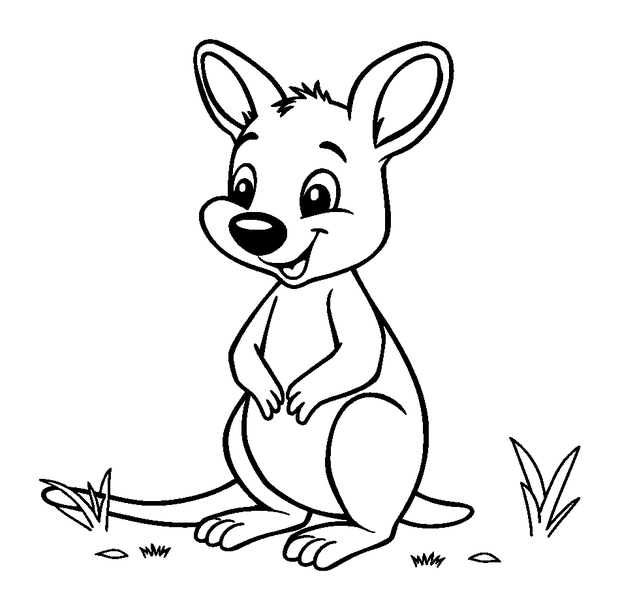 Wallaby colouring page — free printable for toddlers