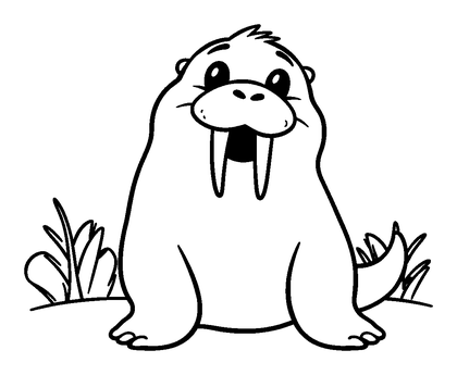 Walrus Colouring Page (Kids, Bold & Easy)