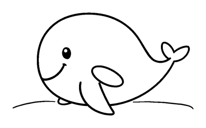 Whale Colouring Page (Toddler, Bold & Easy)