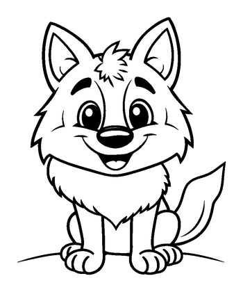 Wolf Colouring Page (Kids, Bold & Easy)