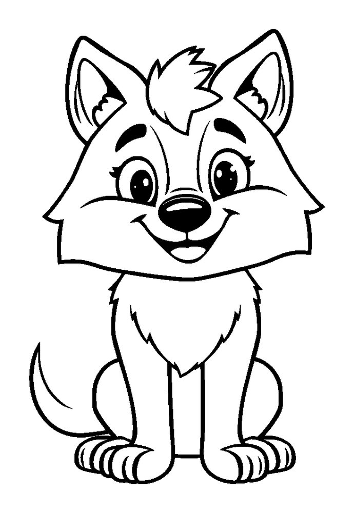 Wolf colouring page — free printable for kids