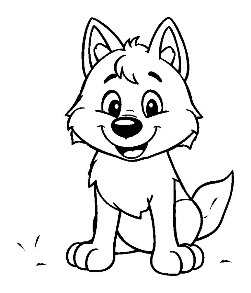 Wolf colouring page — free printable for toddlers