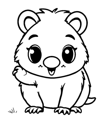 Wombat Colouring Page (Kids, Bold & Easy)