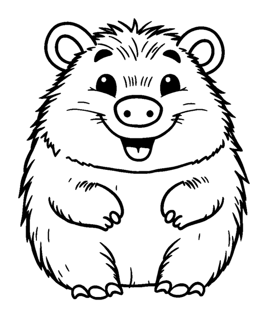 Wombat colouring page — free printable for toddlers