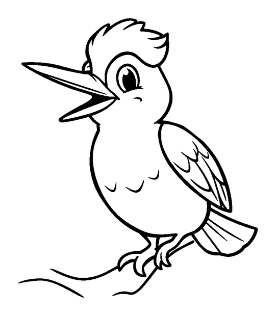 Woodpecker colouring page — free printable for kids