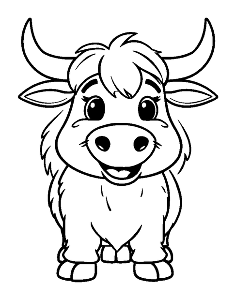 Yak colouring page — free printable for toddlers