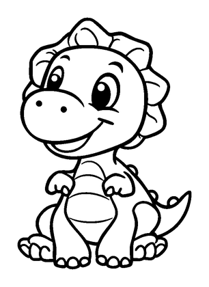 Baby Dinosaur Colouring Page (Kids, Bold & Easy)