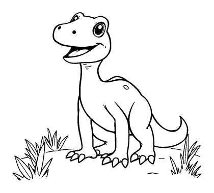 Compsognathus Colouring Page (Kids, Bold & Easy)