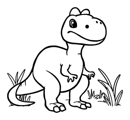 Compsognathus Colouring Page (Toddler, Bold & Easy)
