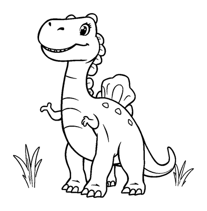 Dilophosaurus Colouring Page (Kids, Bold & Easy)