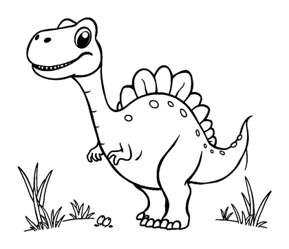 Dilophosaurus Colouring Page (Toddler, Bold & Easy)