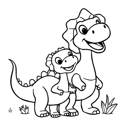 Dinosaur Family Colouring Page (Kids, Bold & Easy)