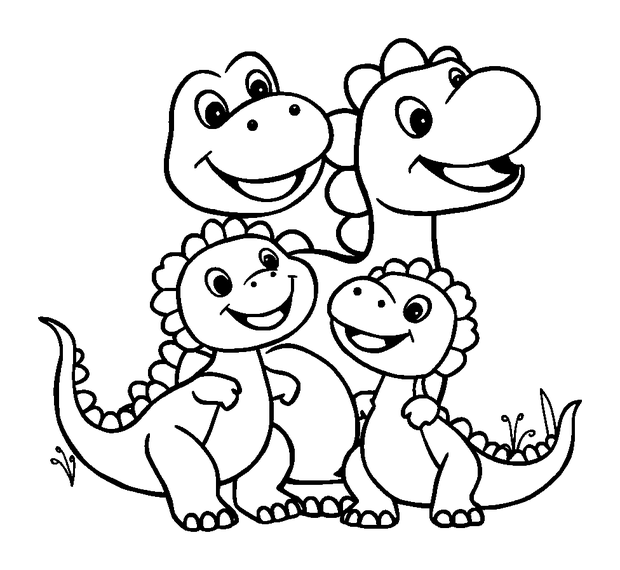 Dinosaur Family colouring page — free printable for kids
