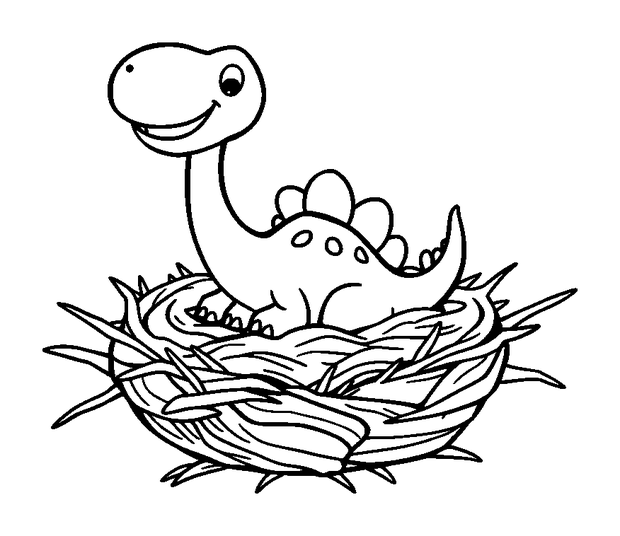 Dinosaur Nest colouring page — free printable for toddlers