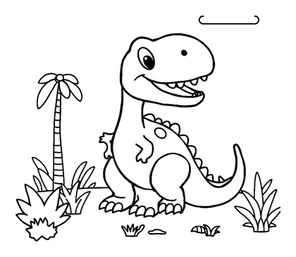 Dinosaur Playground Colouring Page (Kids, Standard)