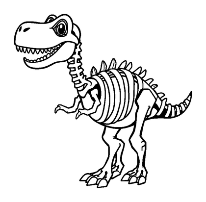 Dinosaur Skeleton Colouring Page (Kids, Bold & Easy)