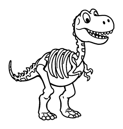 Dinosaur Skeleton Colouring Page (Toddler, Bold & Easy)